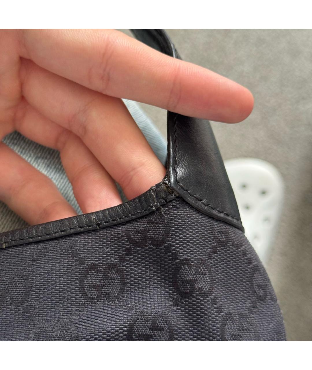 GUCCI Черная сумка с короткими ручками из канвы, фото 5
