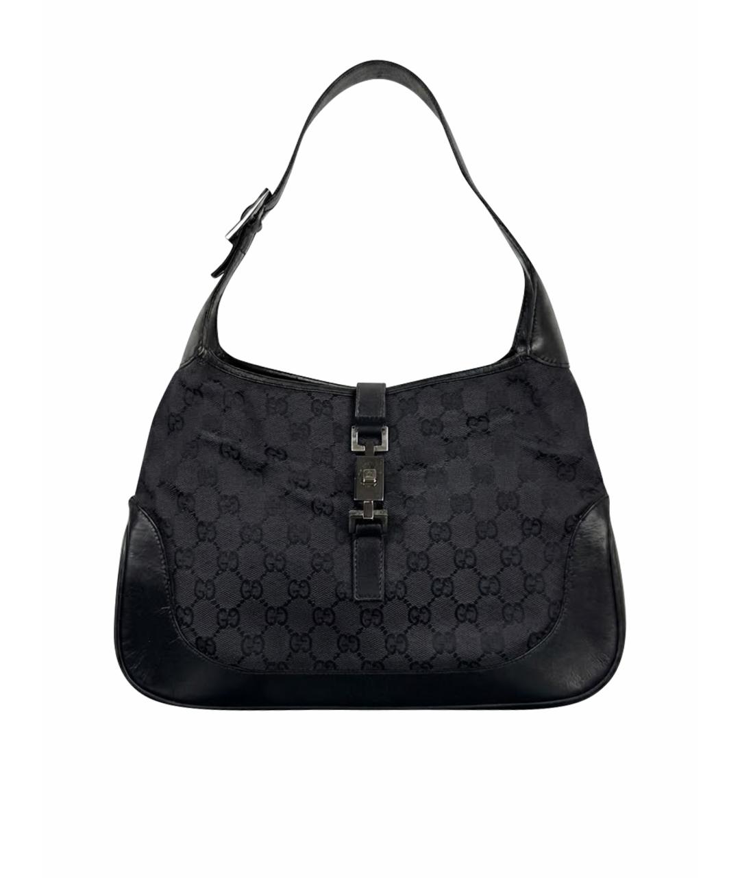 GUCCI Черная сумка с короткими ручками из канвы, фото 1