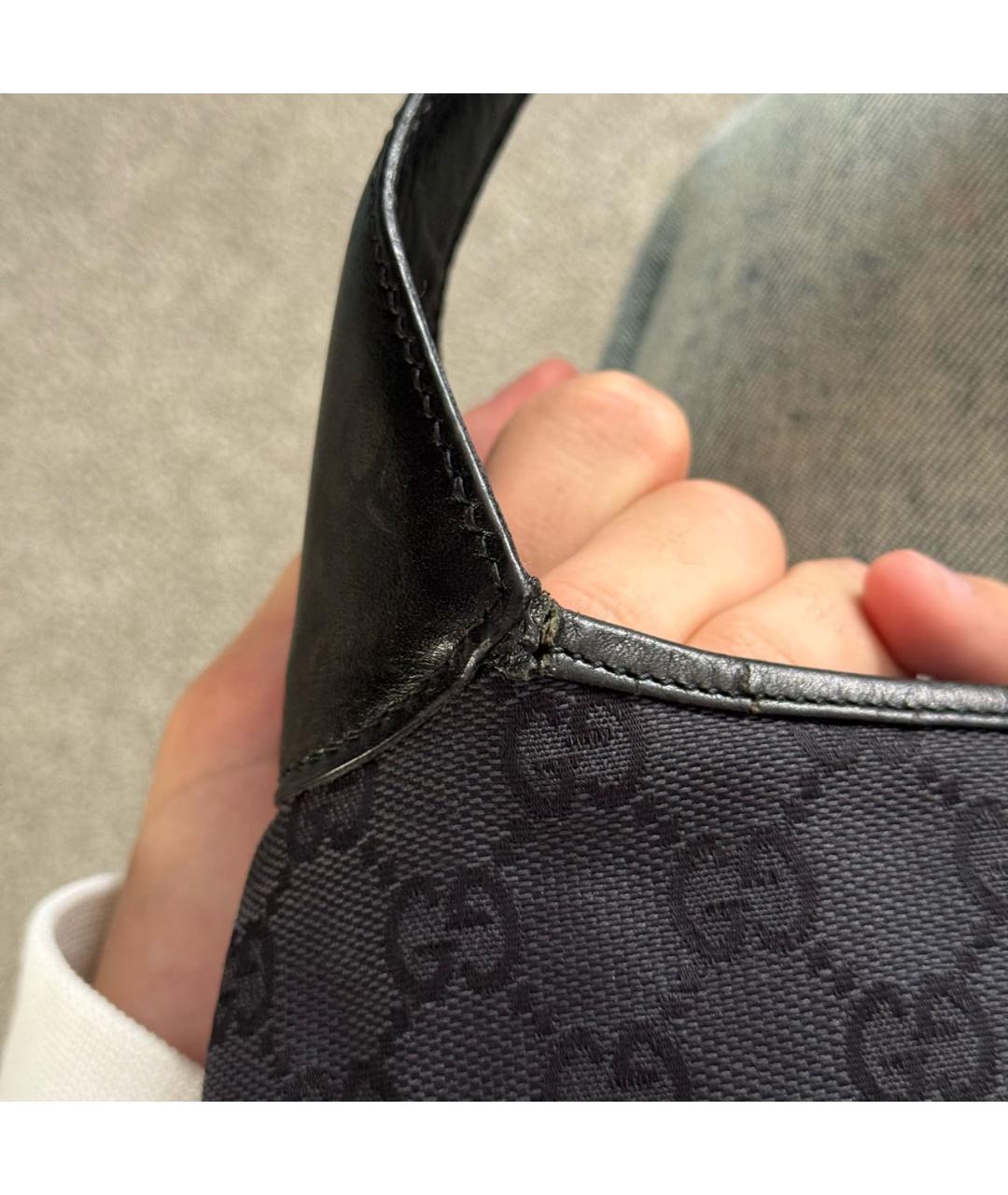 GUCCI Черная сумка с короткими ручками из канвы, фото 6