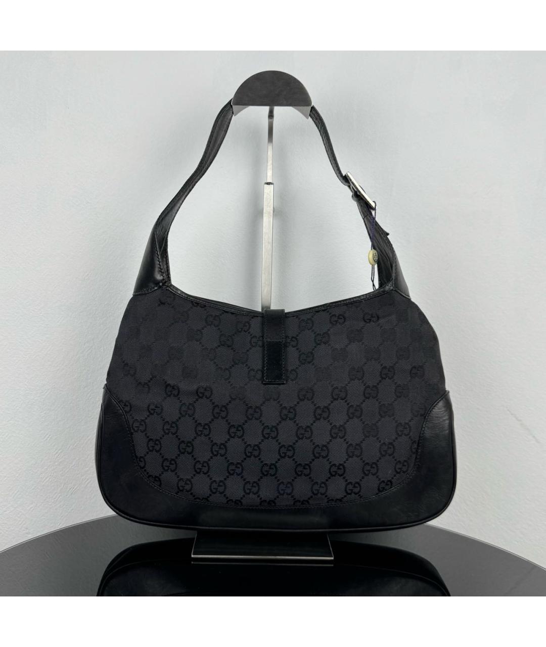 GUCCI Черная сумка с короткими ручками из канвы, фото 2