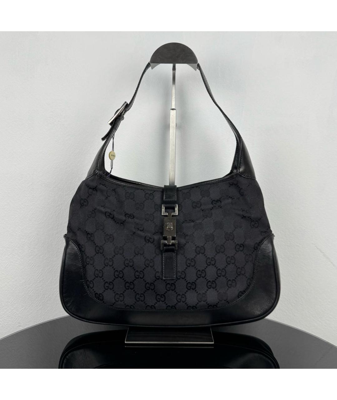 GUCCI Черная сумка с короткими ручками из канвы, фото 7