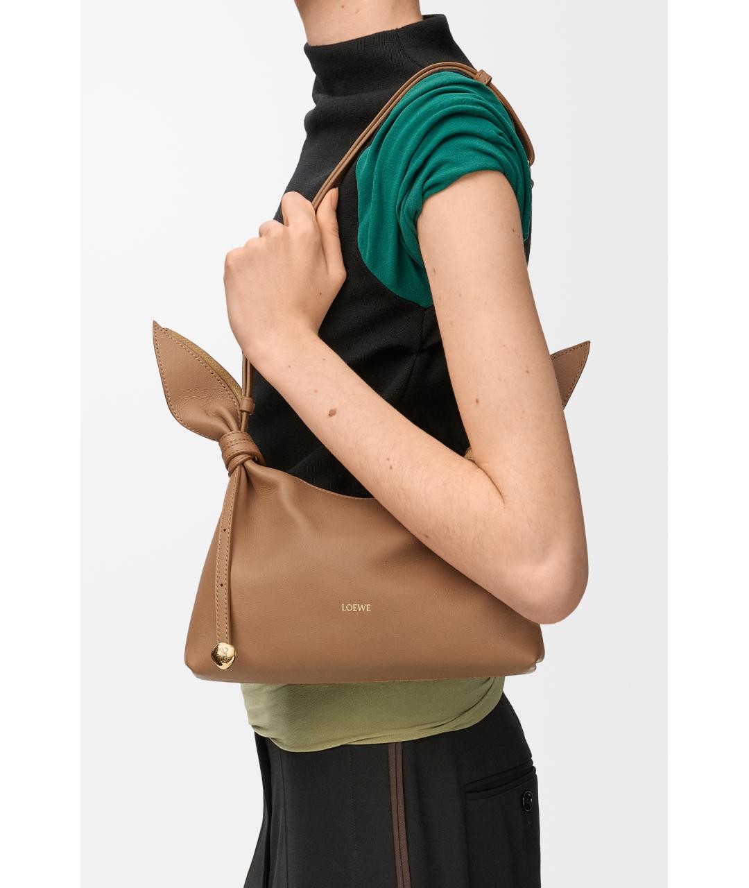 LOEWE Бежевая кожаная сумка через плечо, фото 3