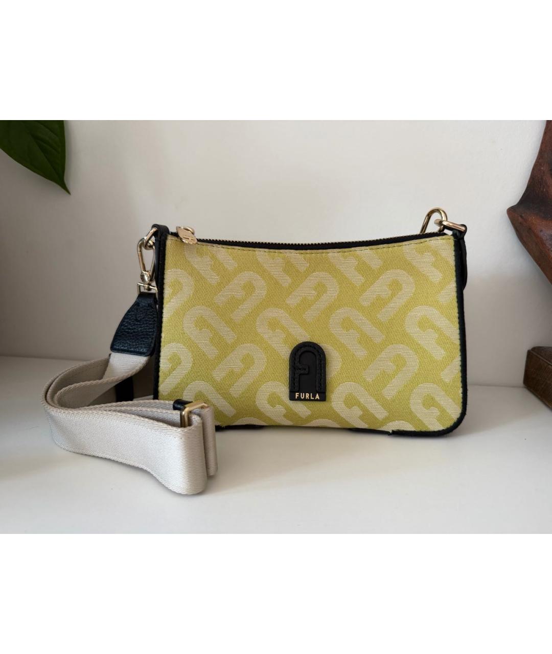 FURLA Желтая тканевая сумка через плечо, фото 7