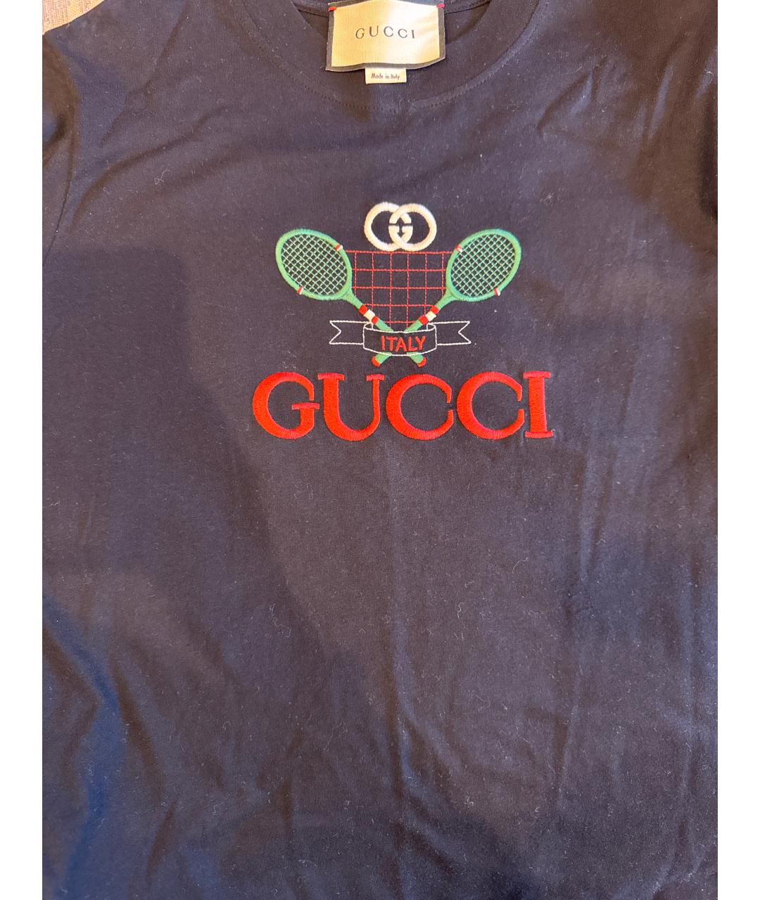 GUCCI Черная хлопковая футболка, фото 4