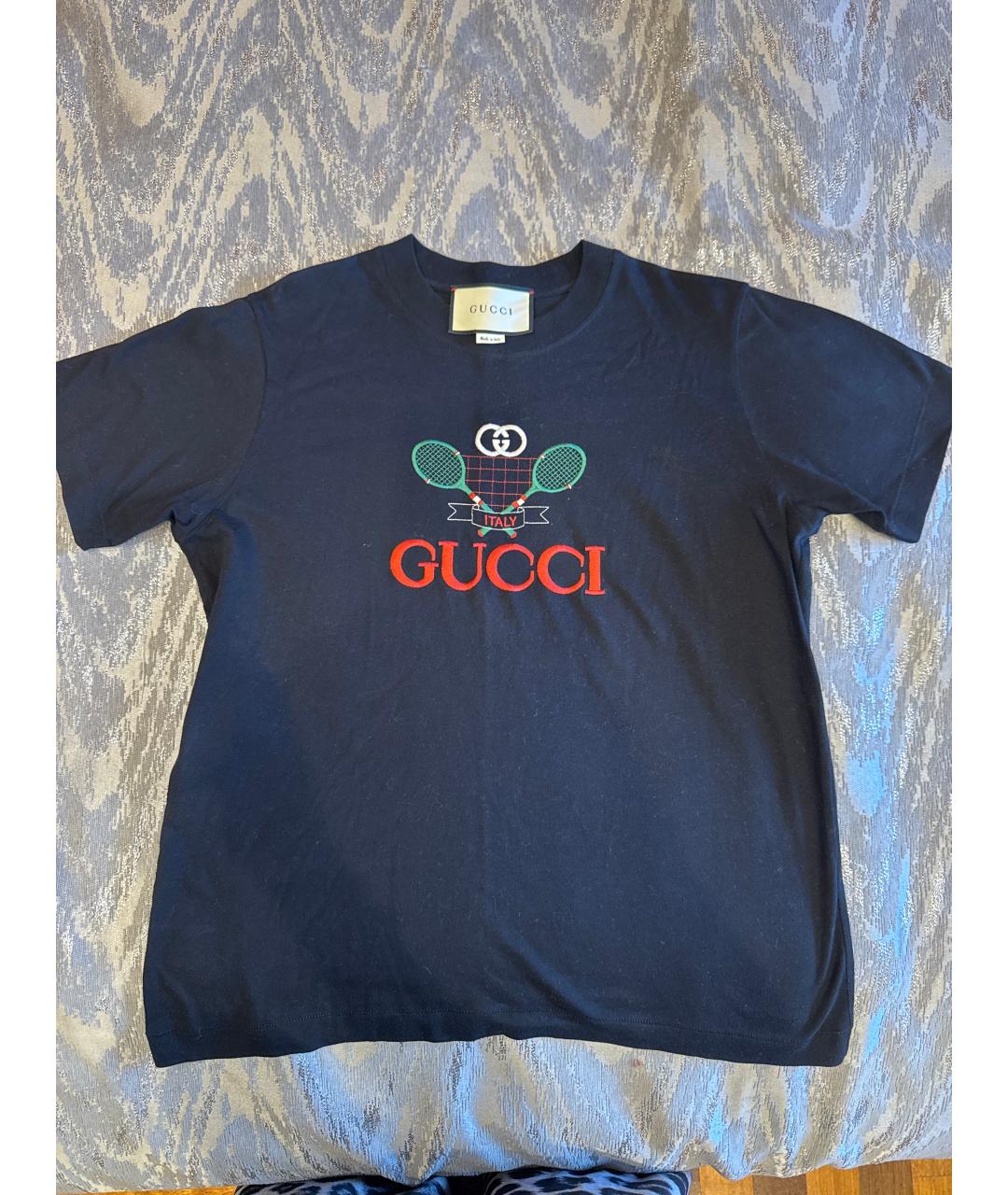 GUCCI Черная хлопковая футболка, фото 5