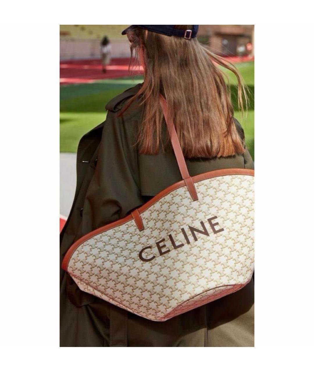 CELINE Бежевая кожаная сумка тоут, фото 3
