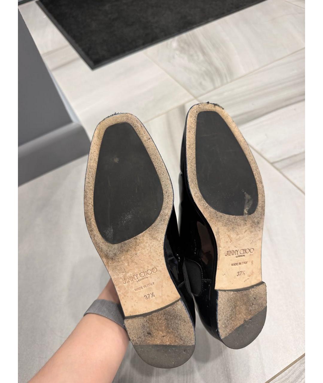 JIMMY CHOO Черные лоферы из лакированной кожи, фото 5
