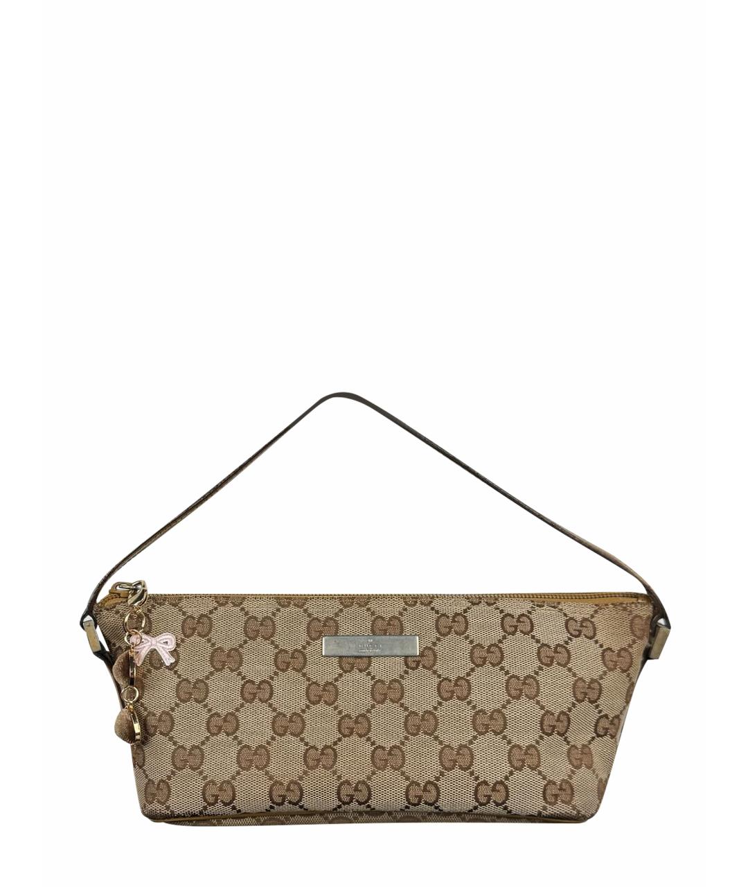 GUCCI Коричневая сумка с короткими ручками из канвы, фото 1