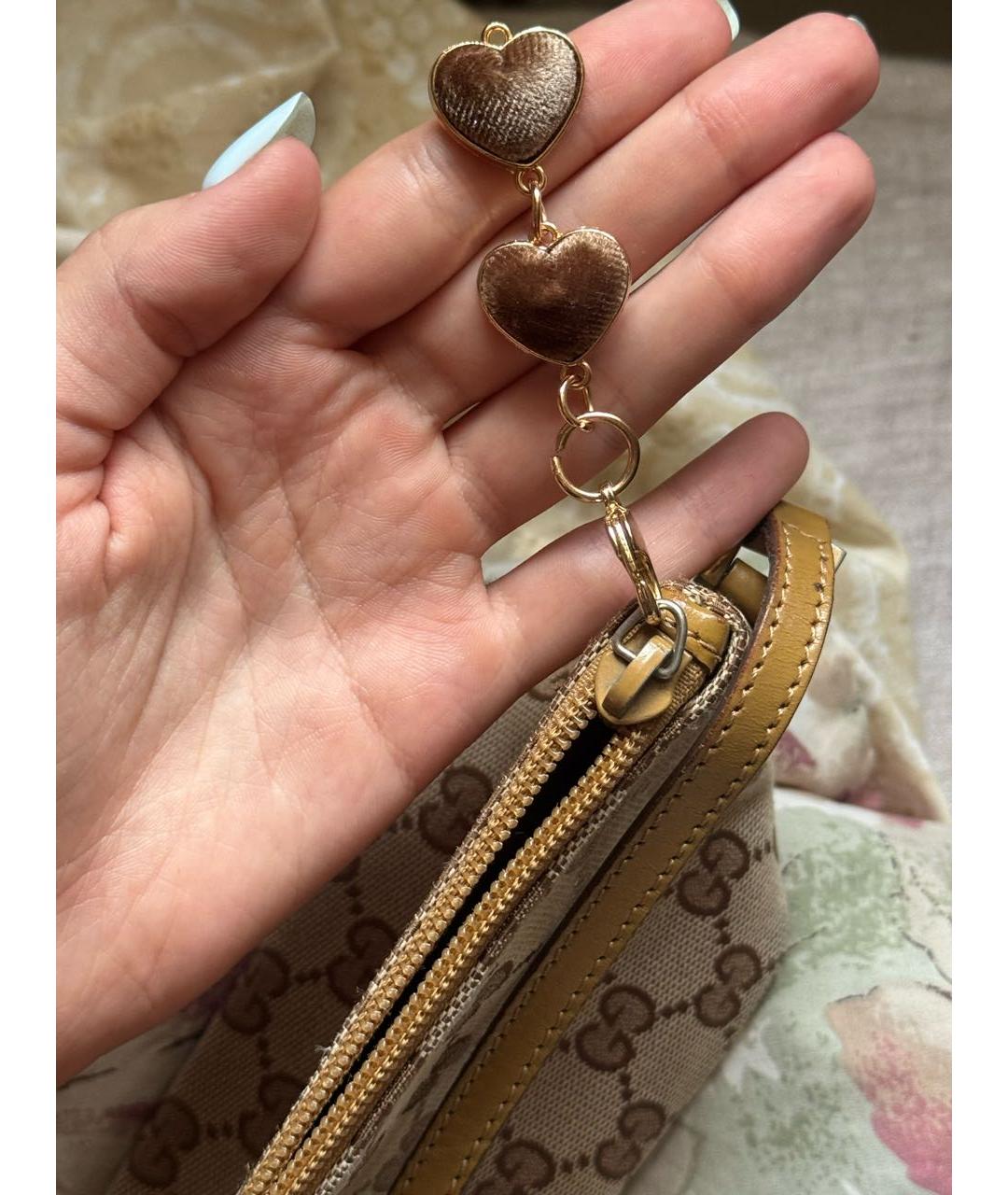 GUCCI Коричневая сумка с короткими ручками из канвы, фото 4