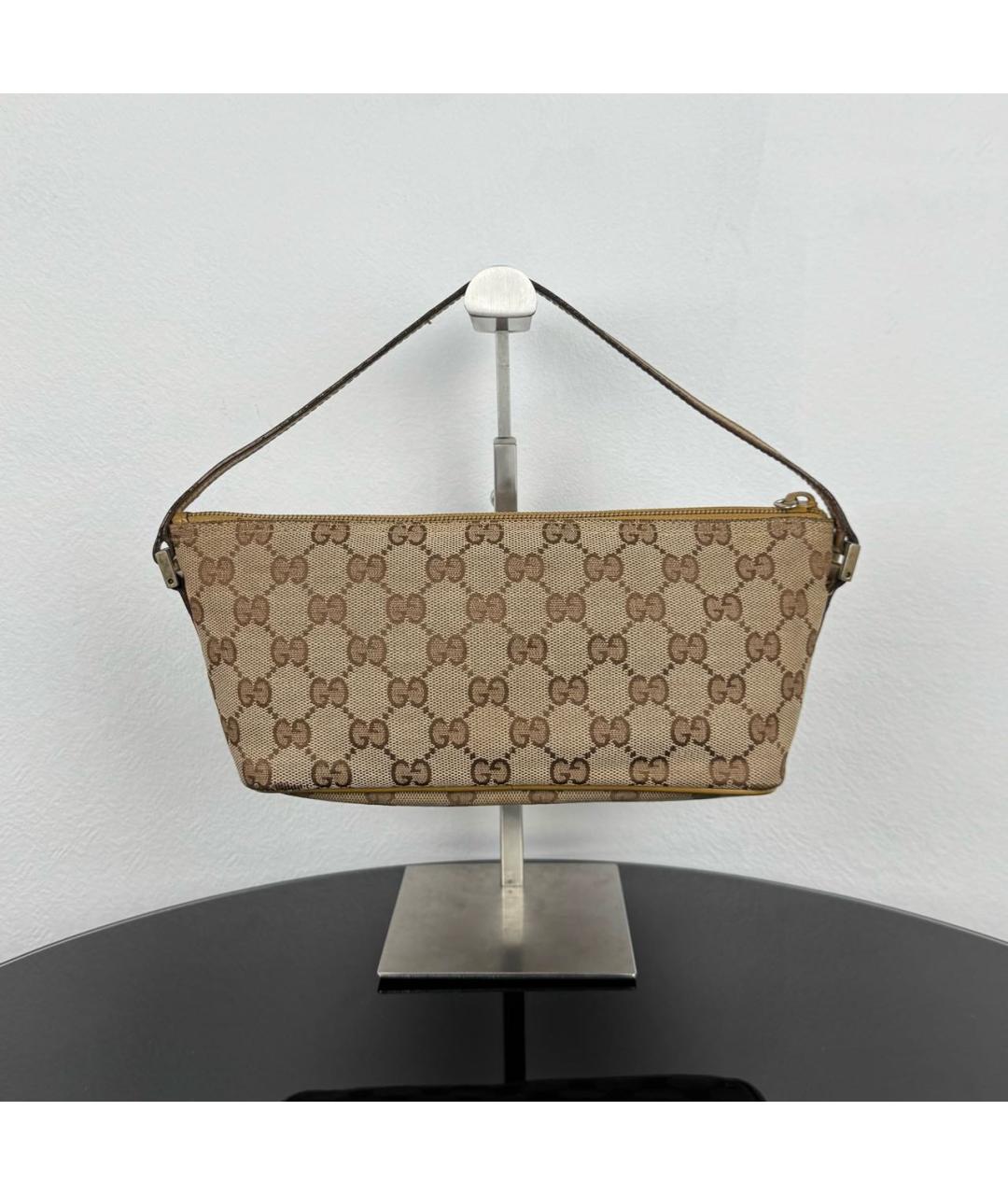 GUCCI Коричневая сумка с короткими ручками из канвы, фото 2