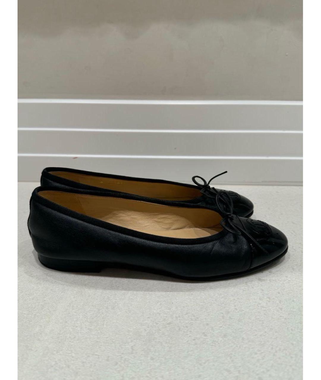 CHANEL Черные кожаные балетки, фото 4