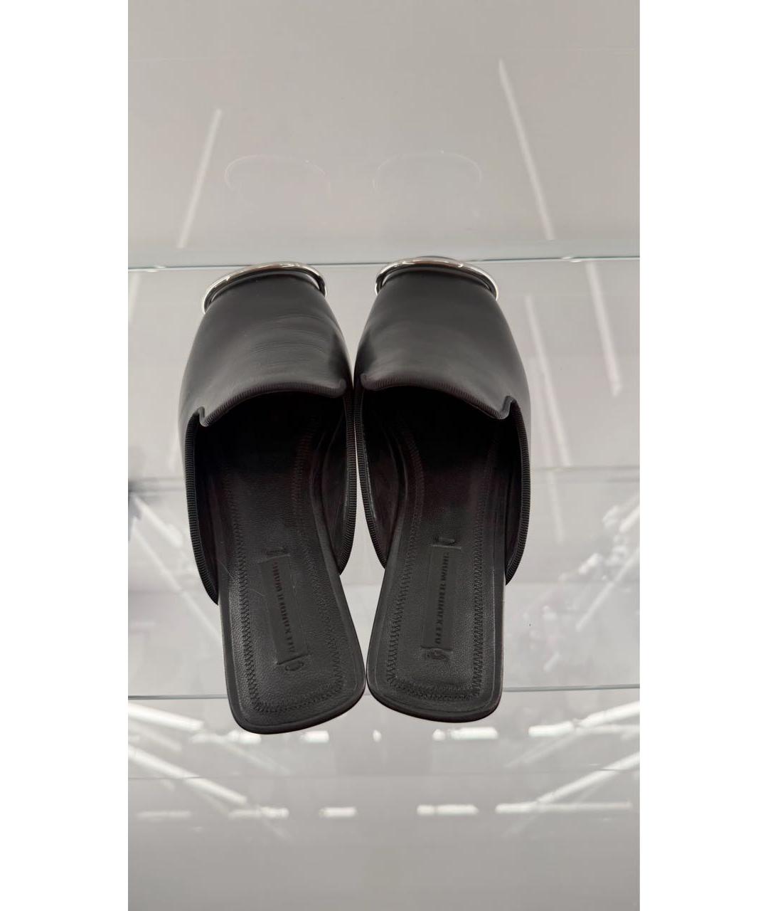 ALEXANDER WANG Черные кожаные мюли, фото 3