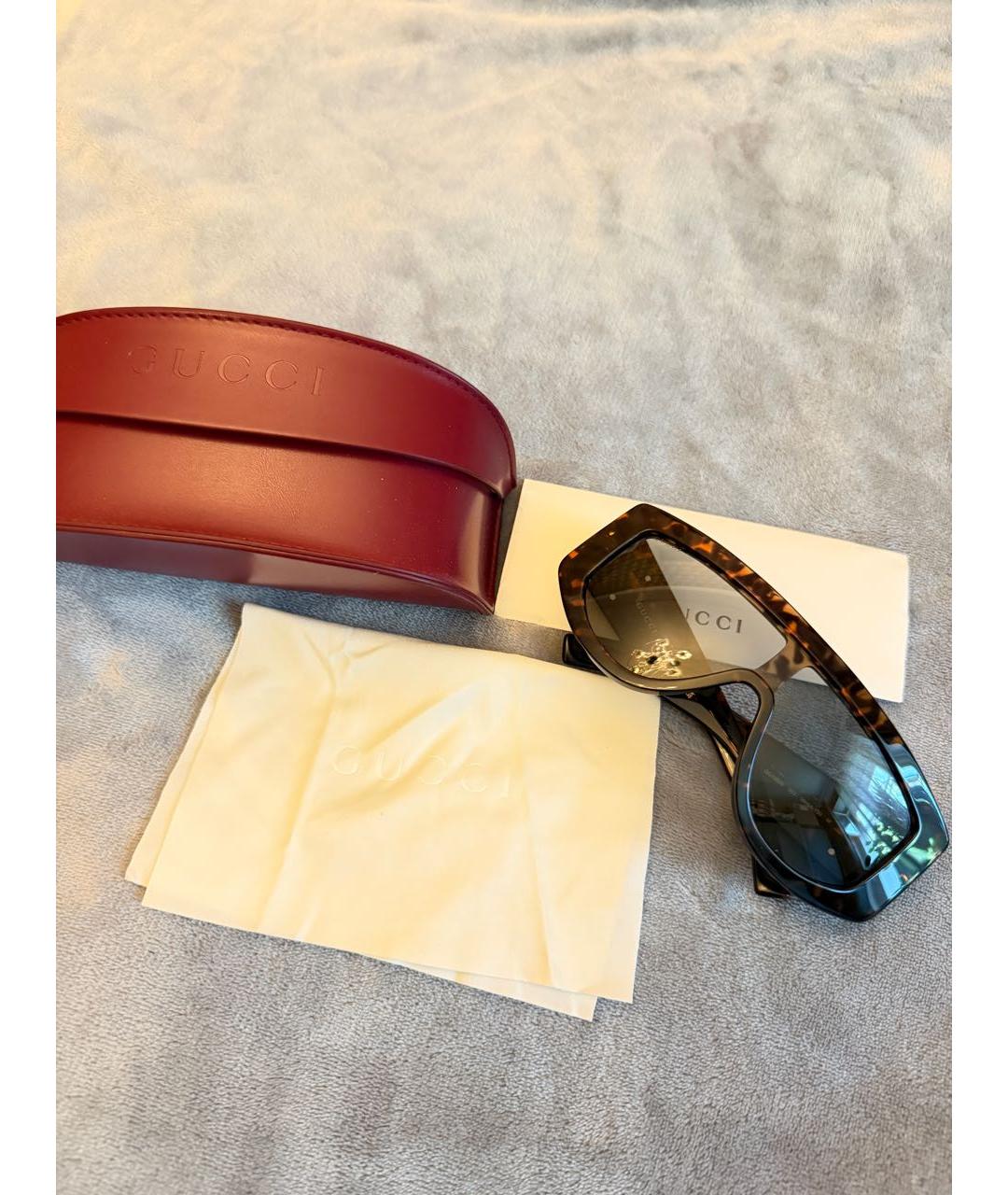 GUCCI Коричневые пластиковые солнцезащитные очки, фото 5
