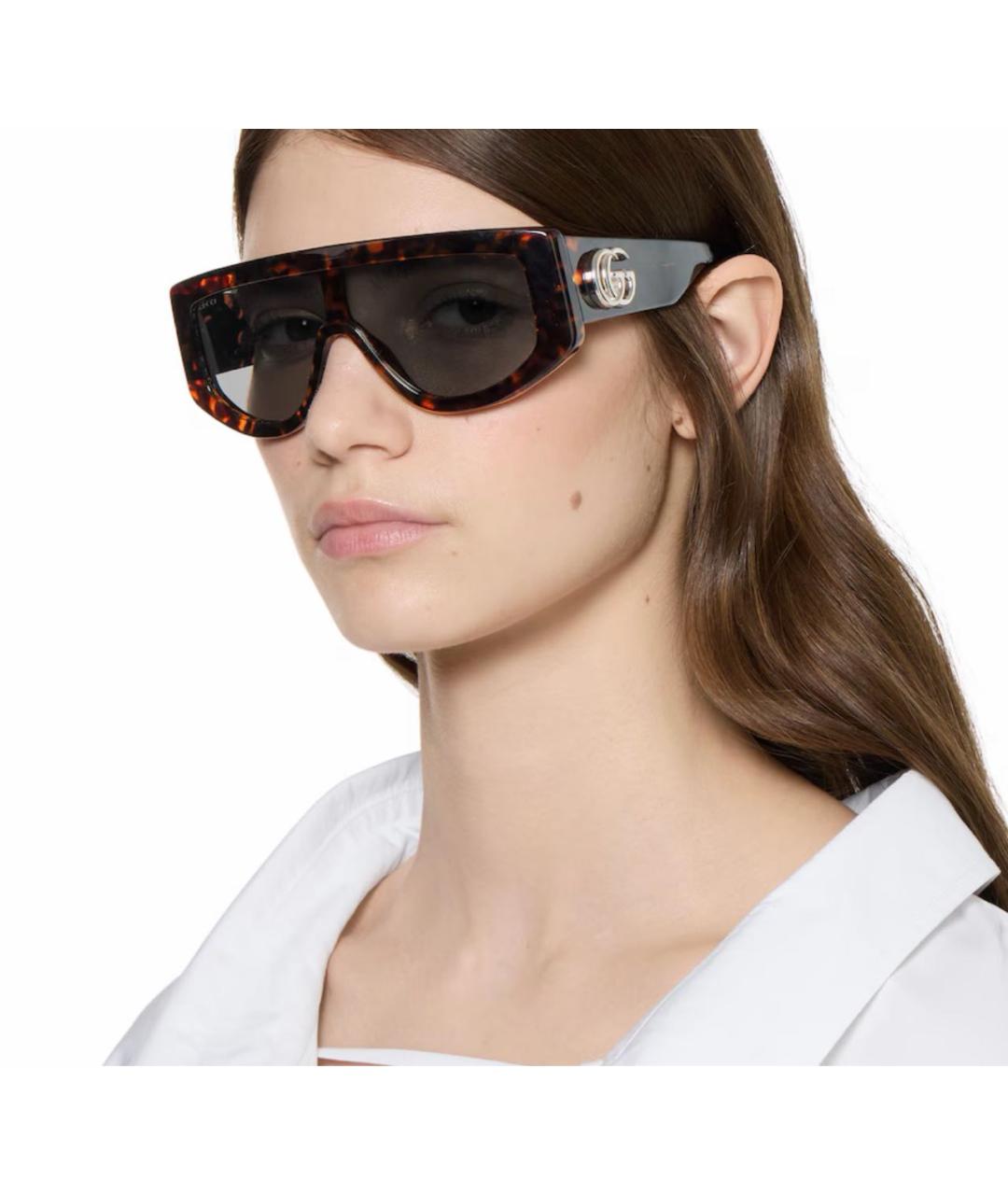 GUCCI Коричневые пластиковые солнцезащитные очки, фото 4
