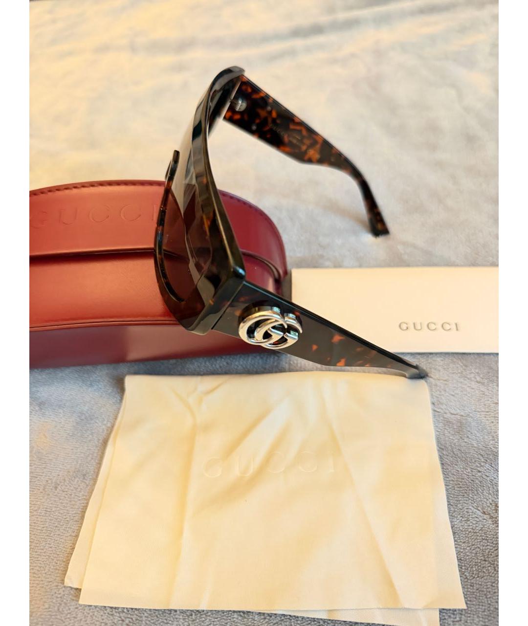 GUCCI Коричневые пластиковые солнцезащитные очки, фото 6