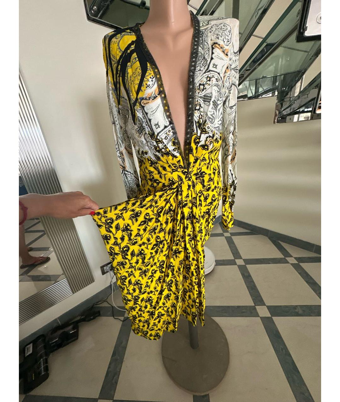 ETRO Желтое вискозное вечернее платье, фото 4