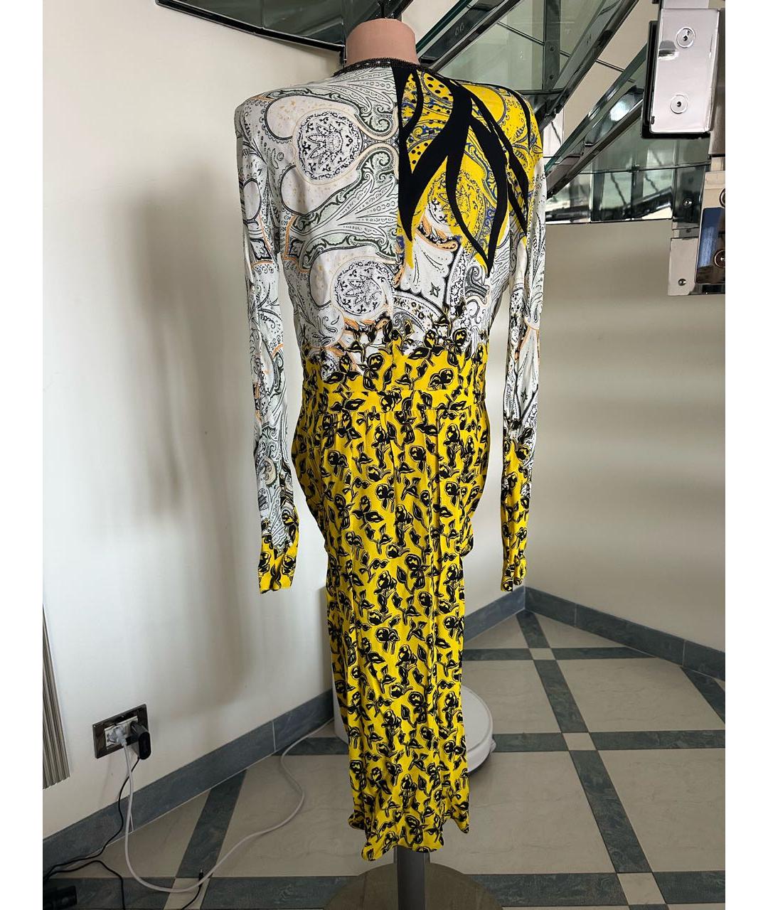ETRO Желтое вискозное вечернее платье, фото 2