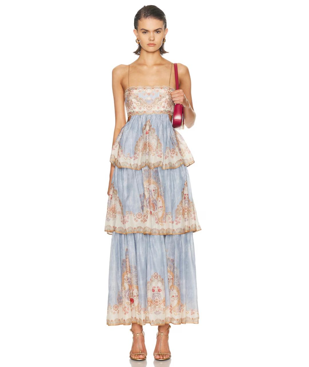 ZIMMERMANN Голубое хлопковое коктейльное платье, фото 6