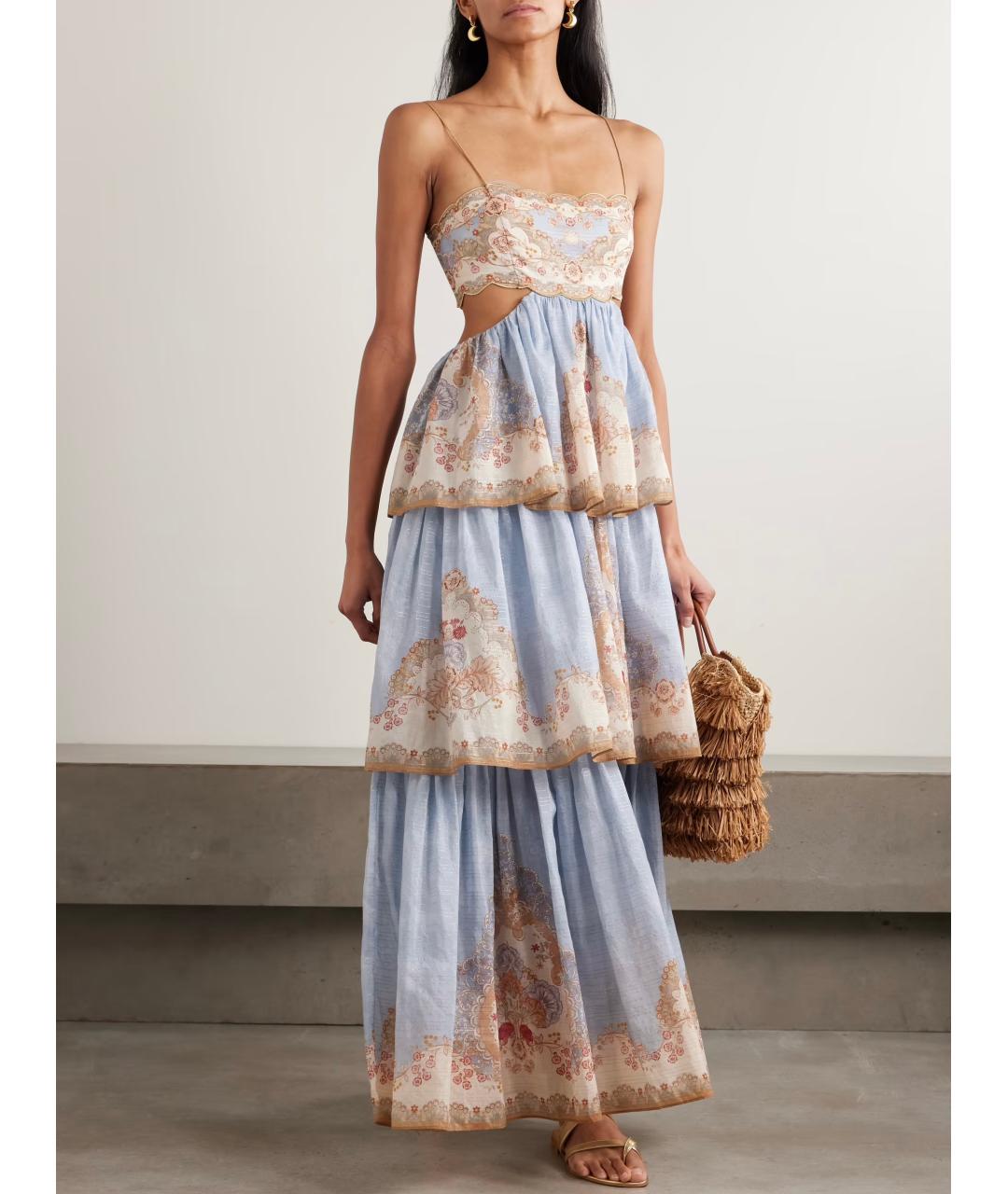 ZIMMERMANN Голубое хлопковое коктейльное платье, фото 4