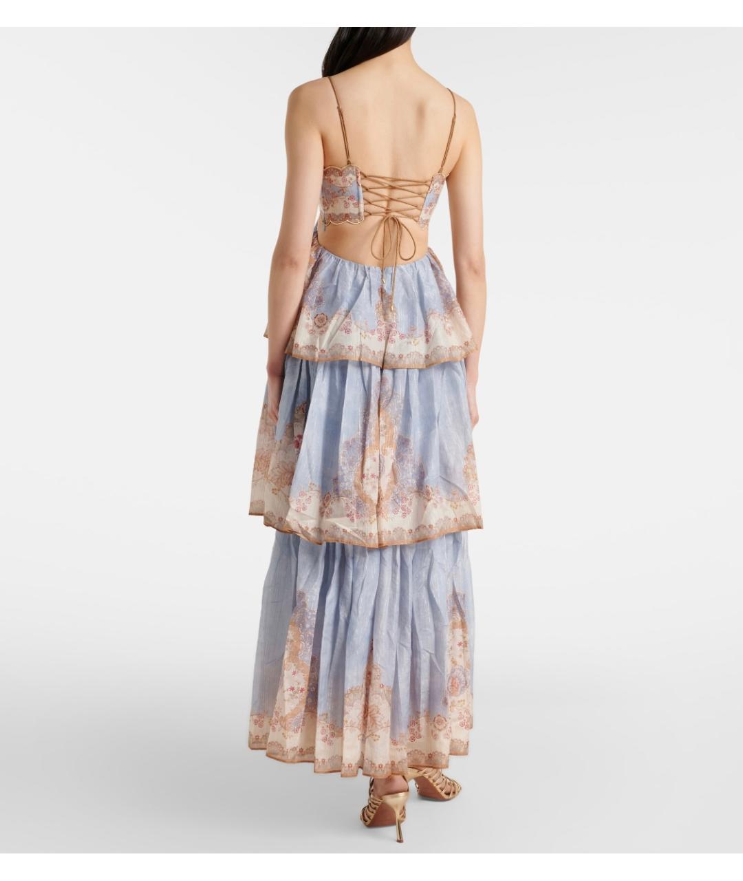 ZIMMERMANN Голубое хлопковое коктейльное платье, фото 3