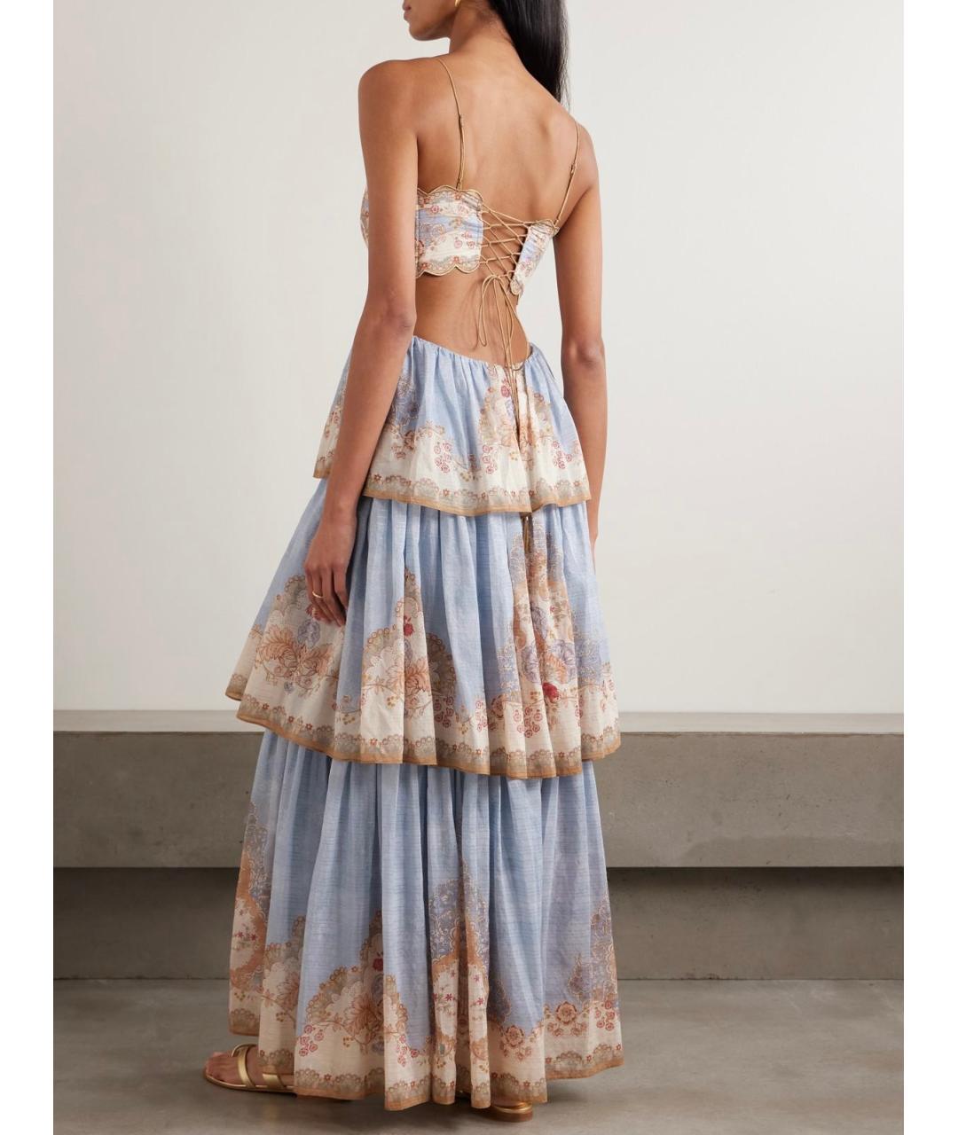 ZIMMERMANN Голубое хлопковое коктейльное платье, фото 5