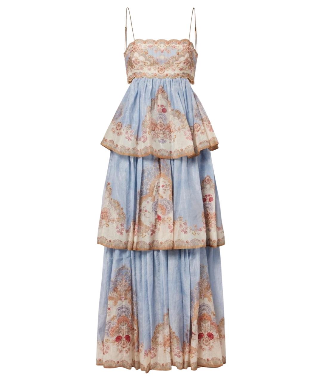 ZIMMERMANN Голубое хлопковое коктейльное платье, фото 1