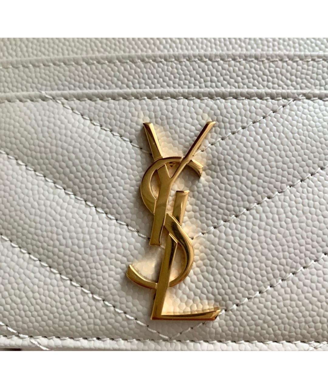 SAINT LAURENT Белый кожаный кардхолдер, фото 4