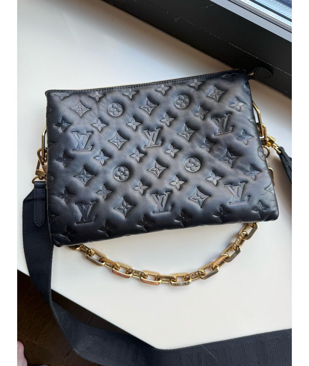 LOUIS VUITTON Черная кожаная сумка через плечо, фото 2