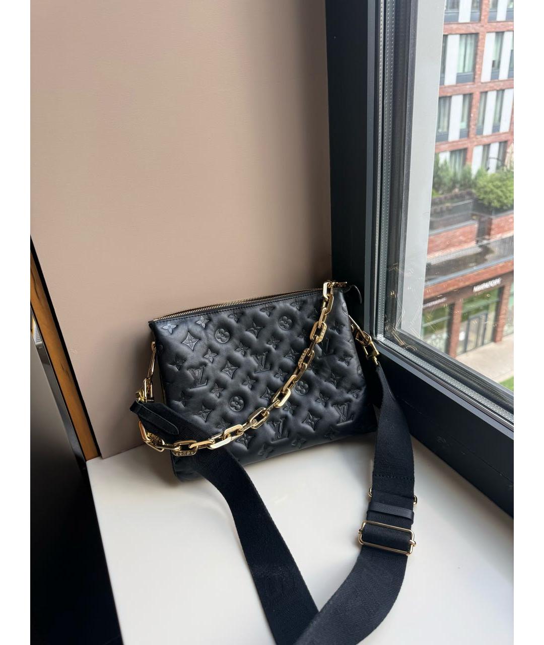 LOUIS VUITTON Черная кожаная сумка через плечо, фото 4