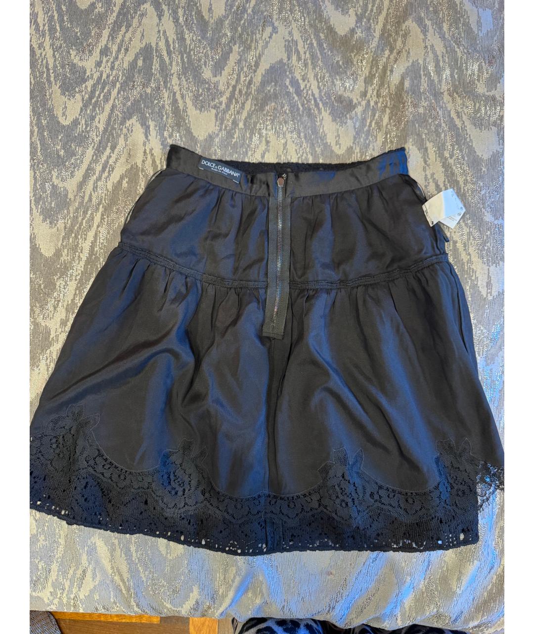 DOLCE&GABBANA Черная шерстяная юбка мини, фото 3