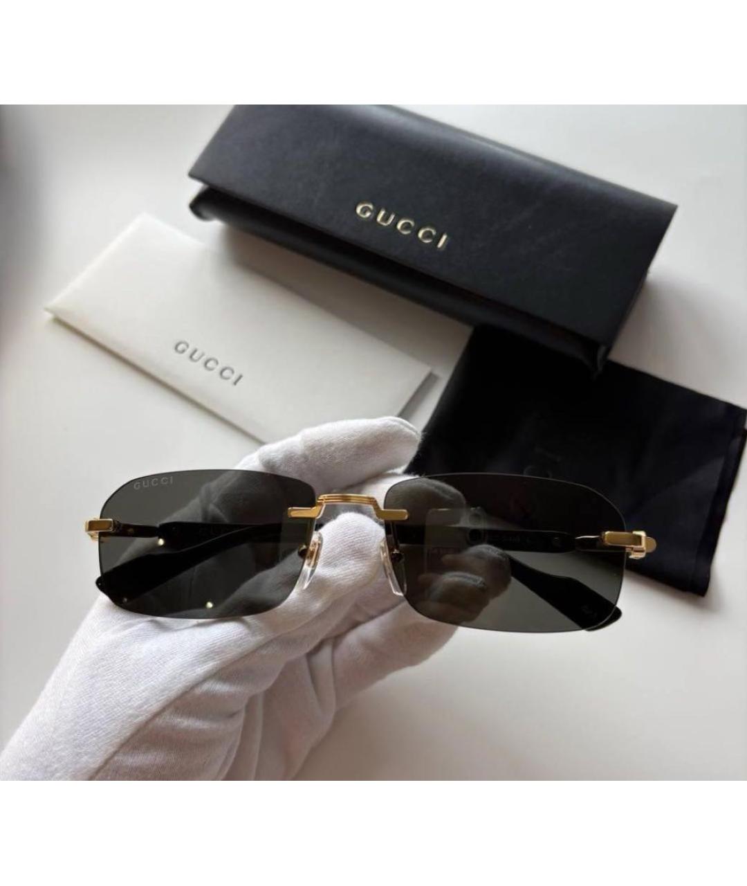 GUCCI Антрацитовые пластиковые солнцезащитные очки, фото 4