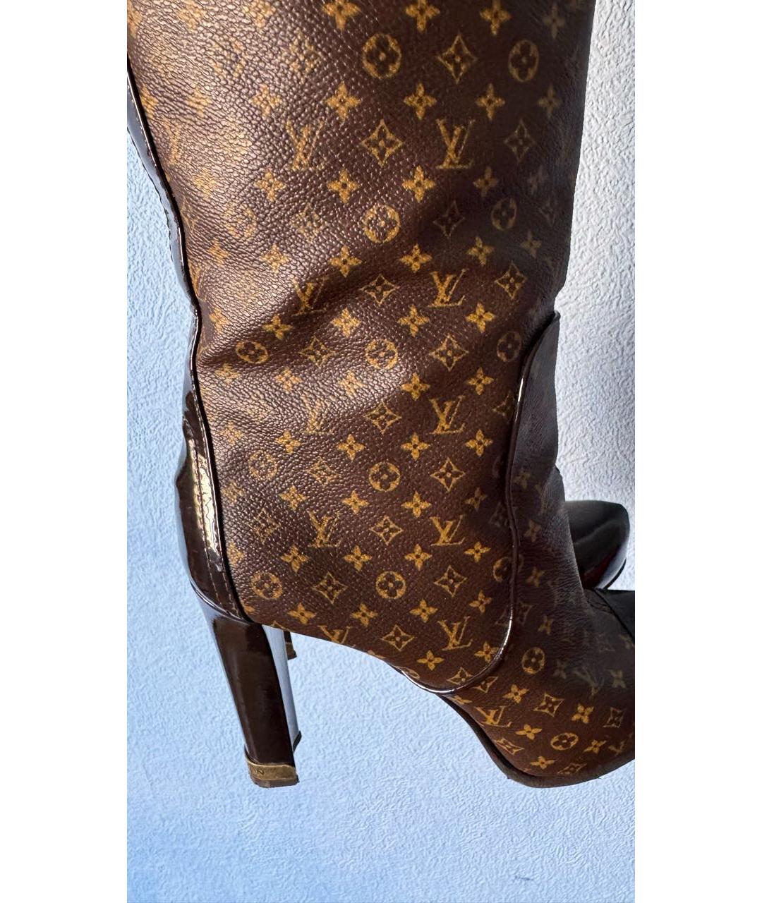 LOUIS VUITTON Коричневые кожаные сапоги, фото 2