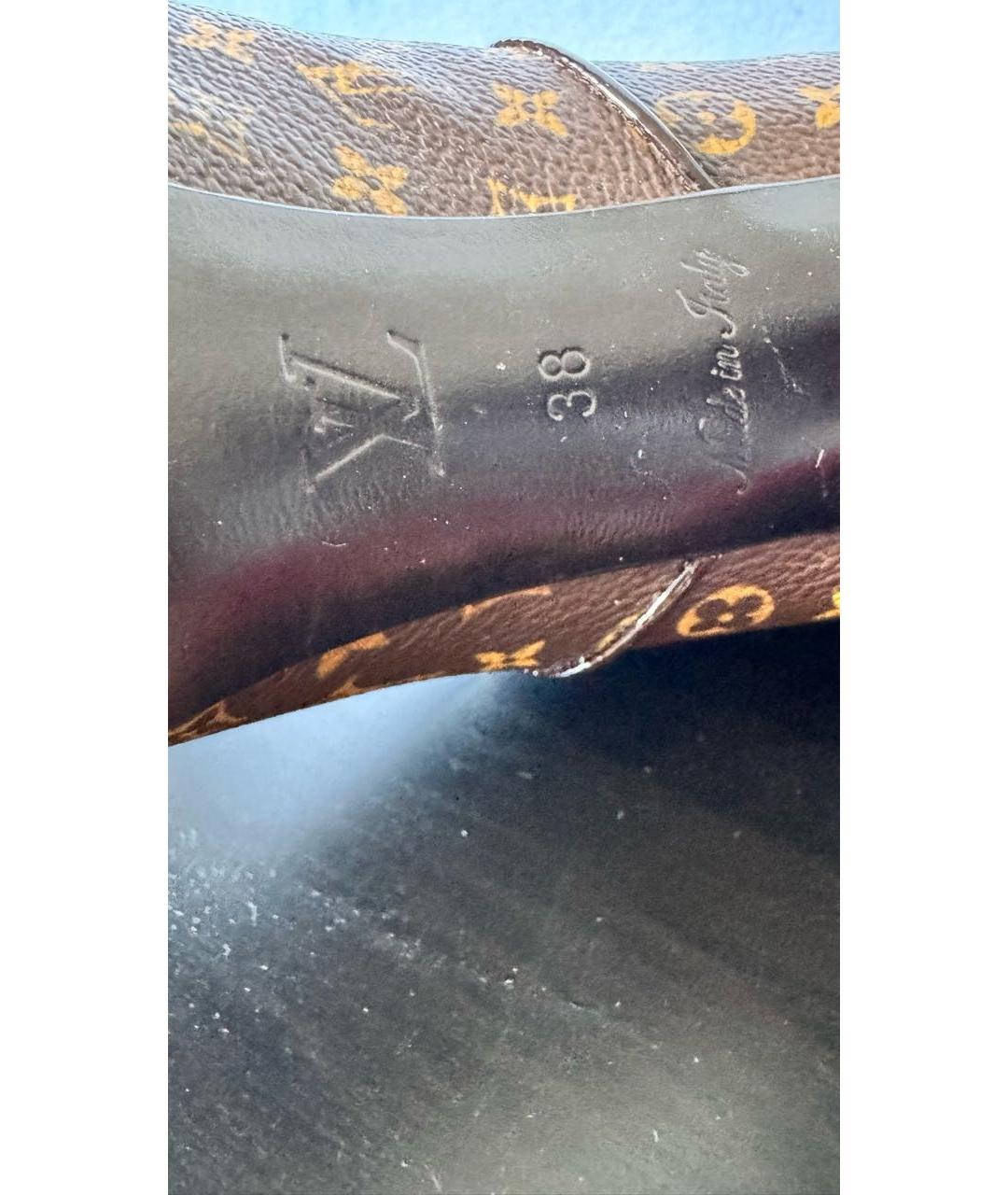 LOUIS VUITTON Коричневые кожаные сапоги, фото 6