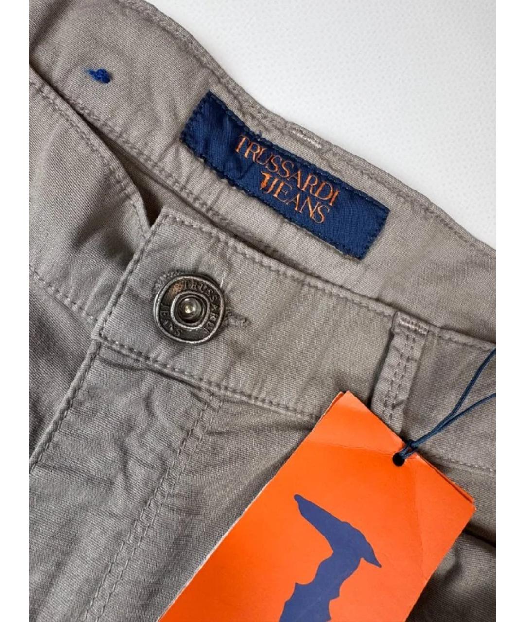 TRUSSARDI JEANS Серые хлопковые прямые джинсы, фото 8