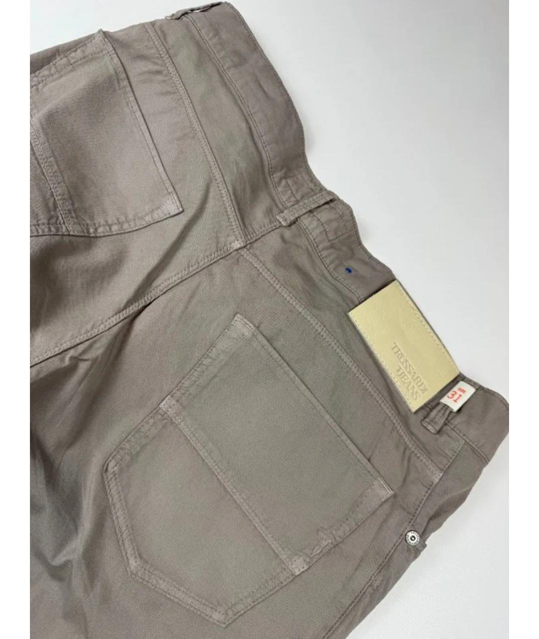 TRUSSARDI JEANS Серые хлопковые прямые джинсы, фото 3