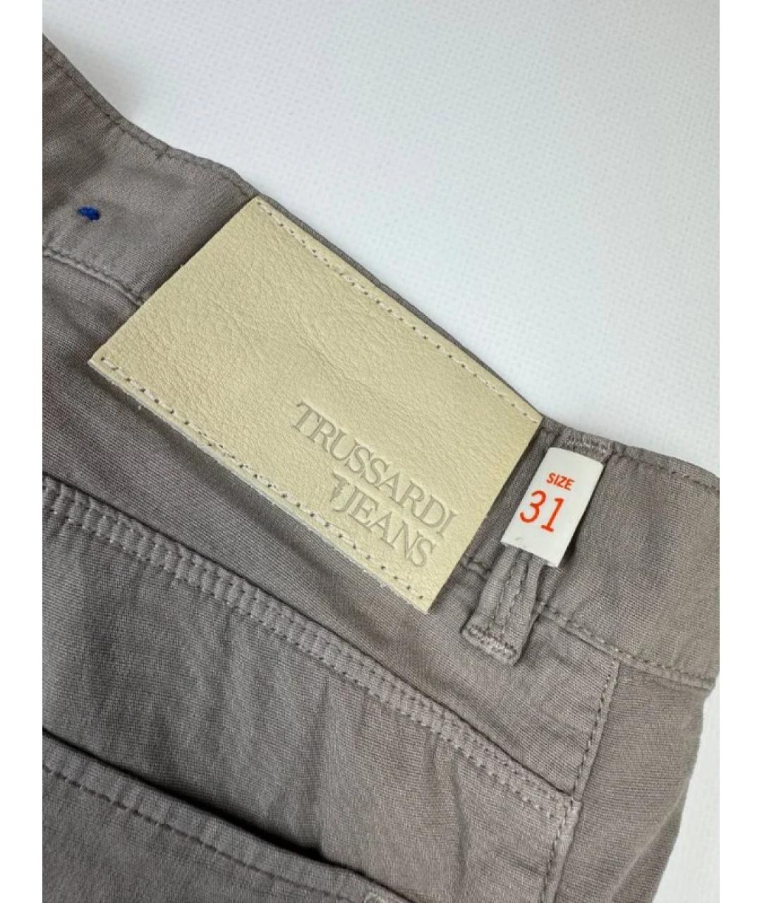 TRUSSARDI JEANS Серые хлопковые прямые джинсы, фото 6
