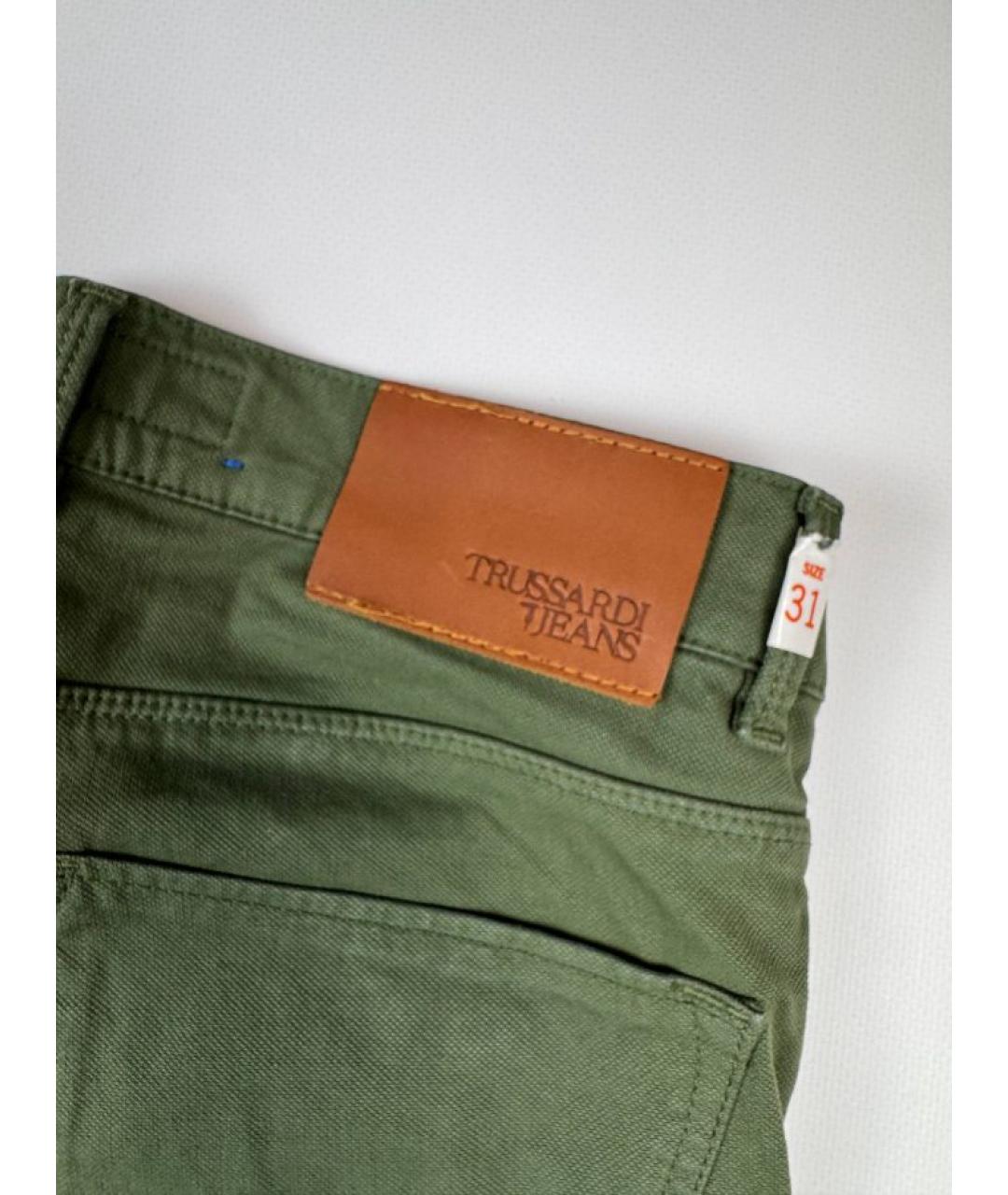 TRUSSARDI JEANS Зеленые хлопковые прямые джинсы, фото 6