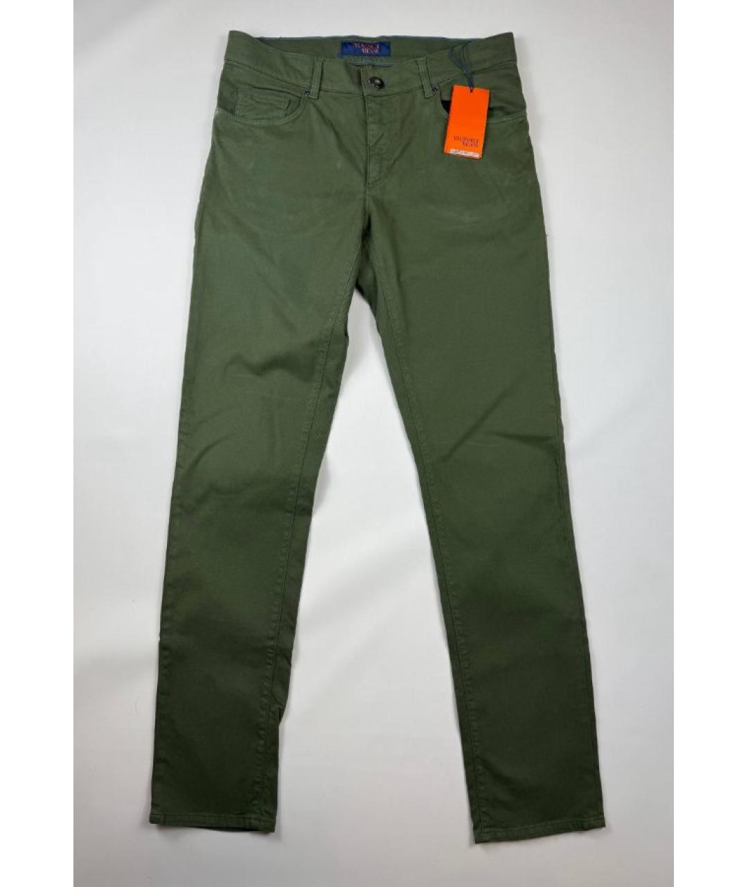 TRUSSARDI JEANS Зеленые хлопковые прямые джинсы, фото 2