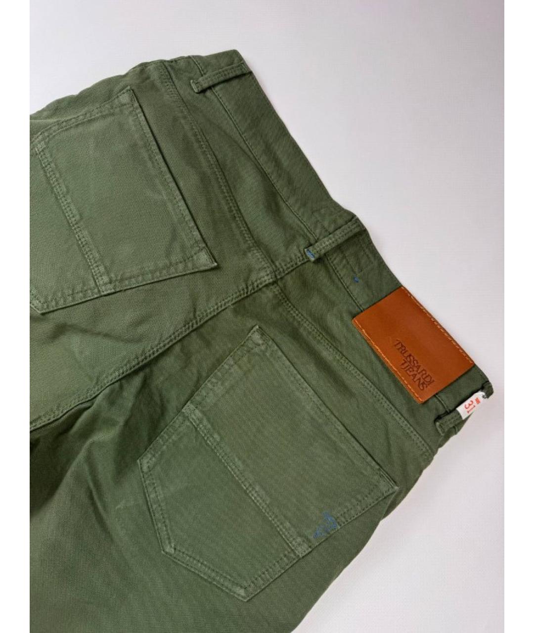 TRUSSARDI JEANS Зеленые хлопковые прямые джинсы, фото 8