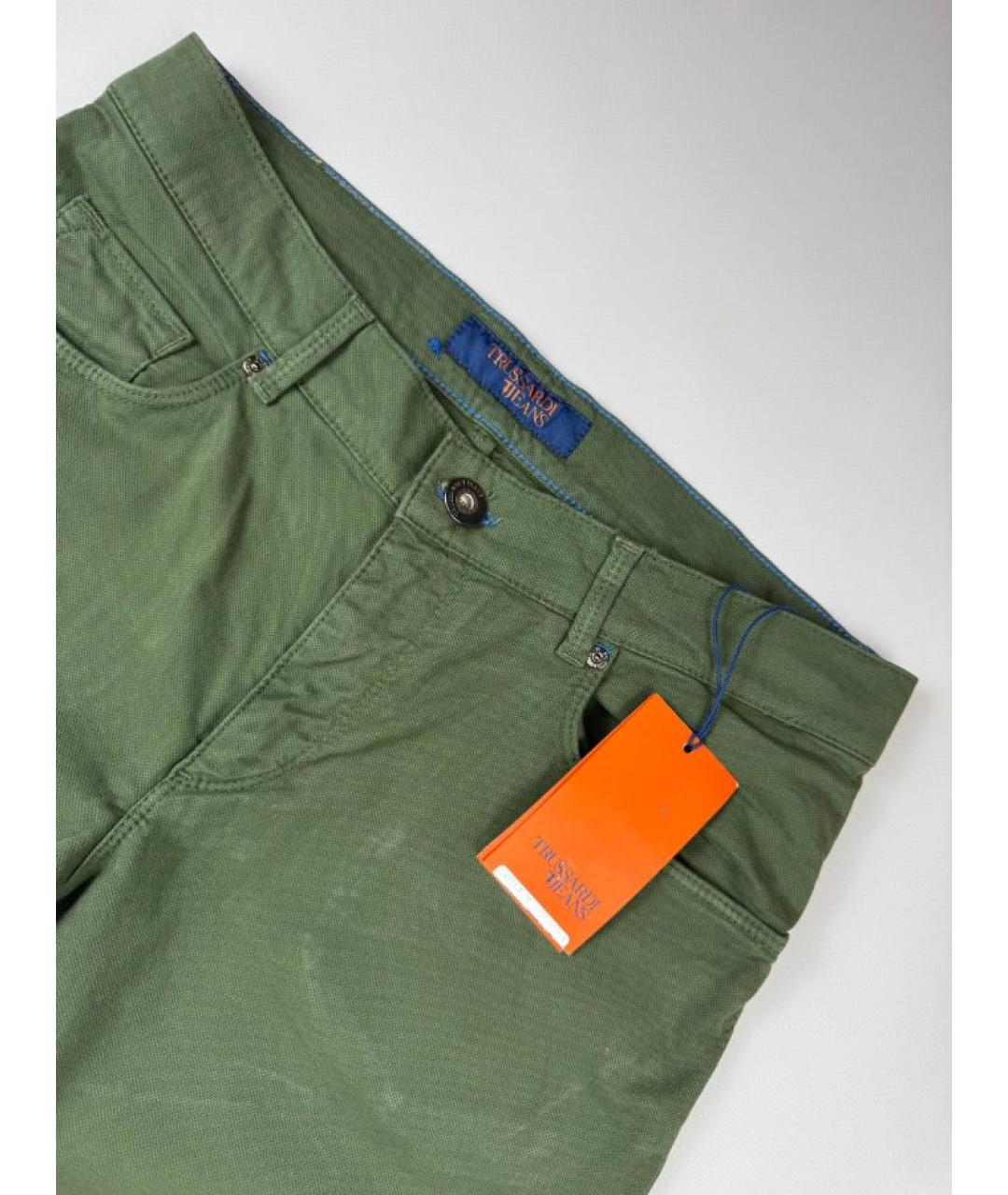 TRUSSARDI JEANS Зеленые хлопковые прямые джинсы, фото 3