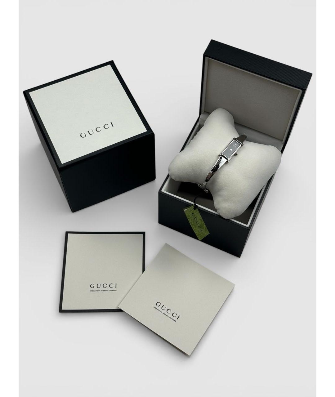 GUCCI Серебряные часы из кожи крокодила, фото 2