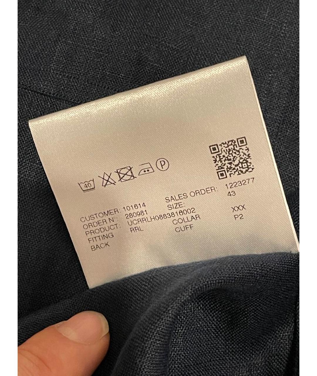 KITON Темно-синяя льняная кэжуал рубашка, фото 4