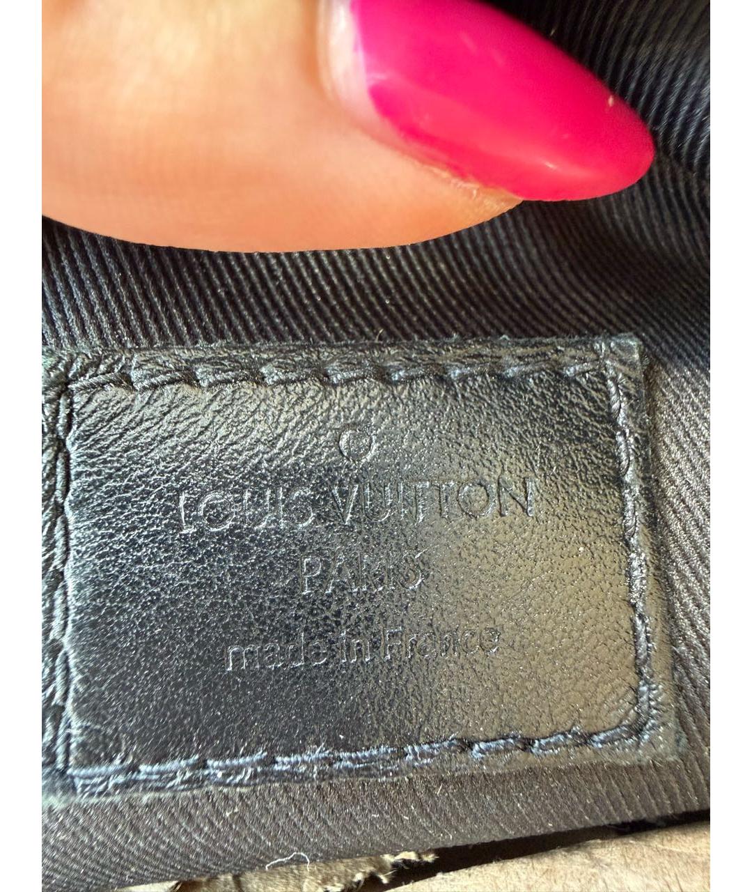 LOUIS VUITTON Черная кожаная поясная сумка, фото 7
