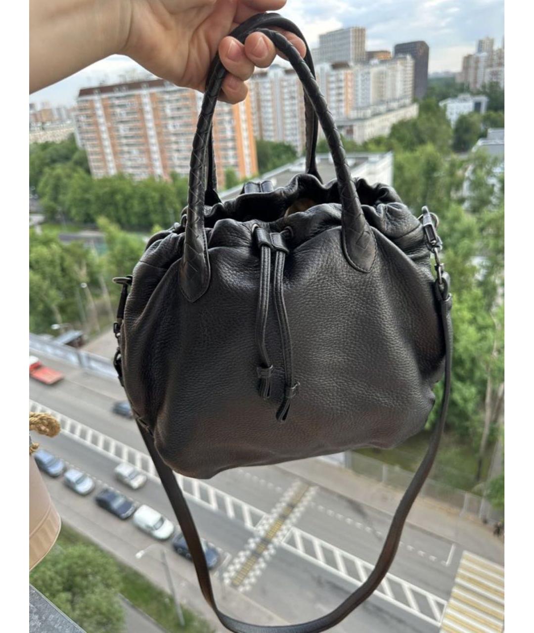 BOTTEGA VENETA Черная кожаная сумка через плечо, фото 3