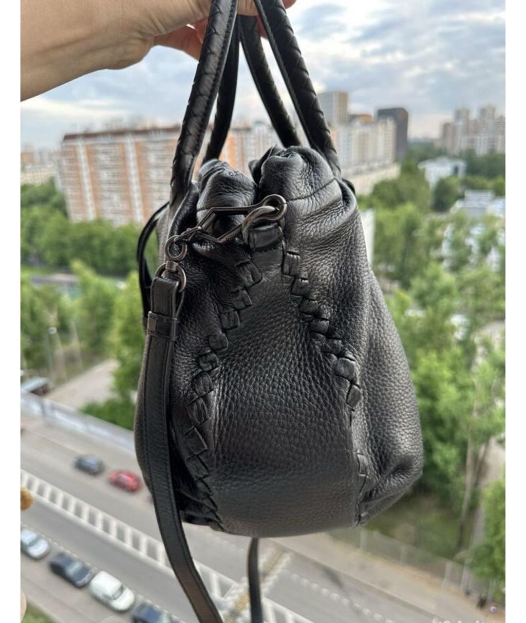 BOTTEGA VENETA Черная кожаная сумка через плечо, фото 8