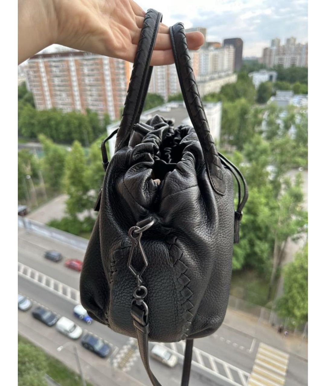 BOTTEGA VENETA Черная кожаная сумка через плечо, фото 2