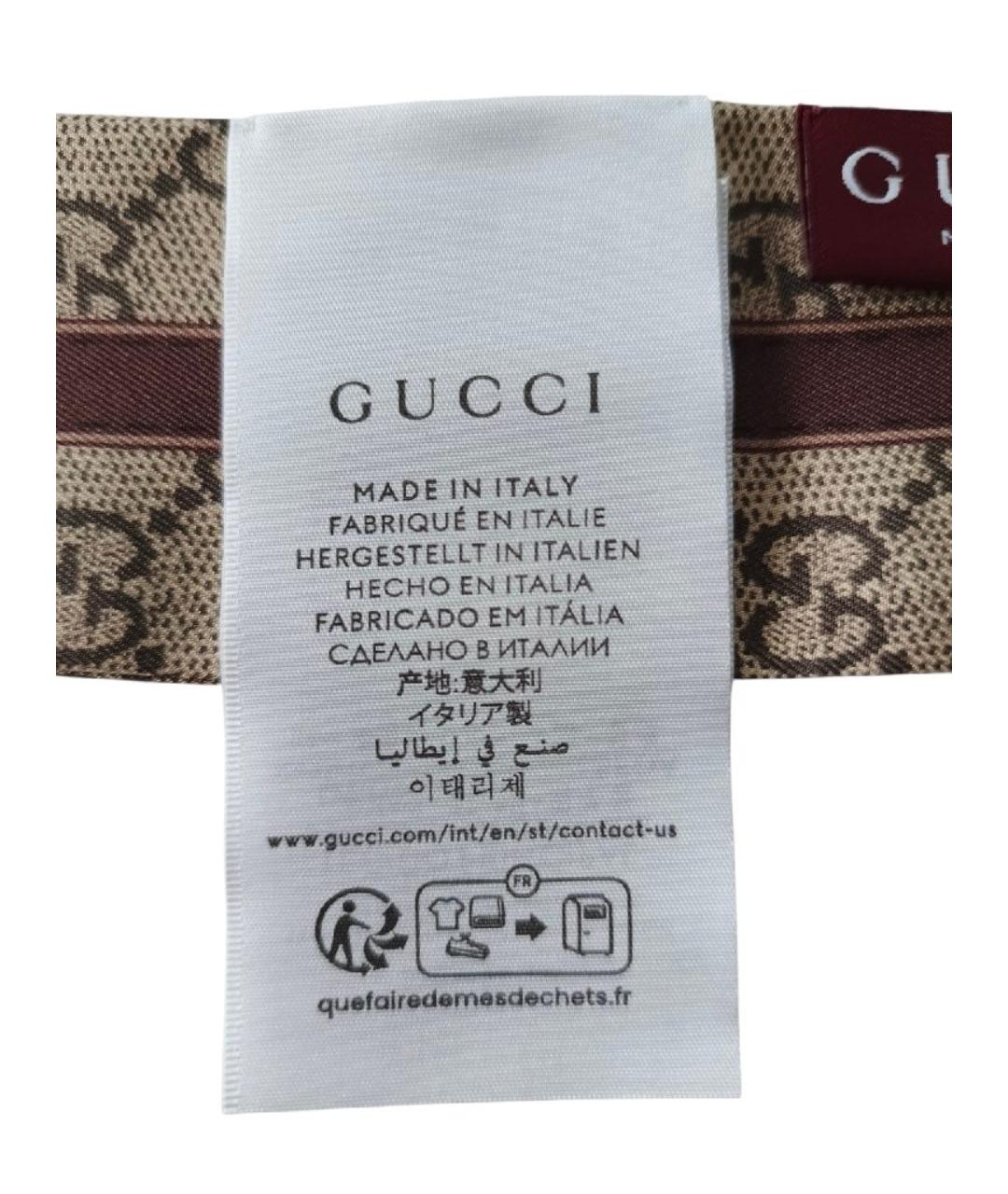 GUCCI Бежевый шелковый шарф, фото 5