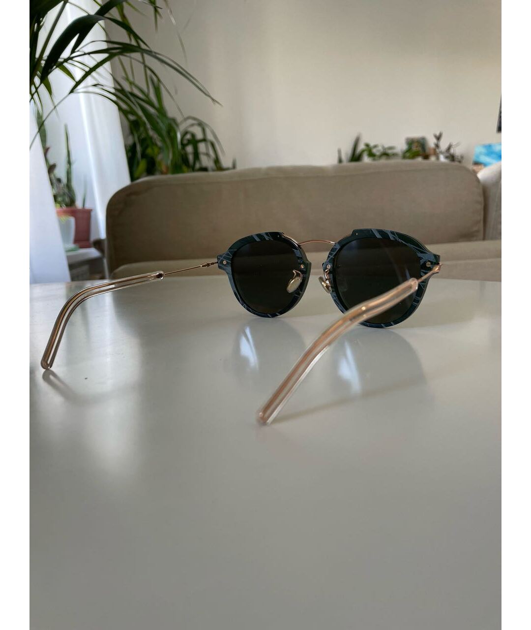 CHRISTIAN DIOR Серебряные пластиковые солнцезащитные очки, фото 5