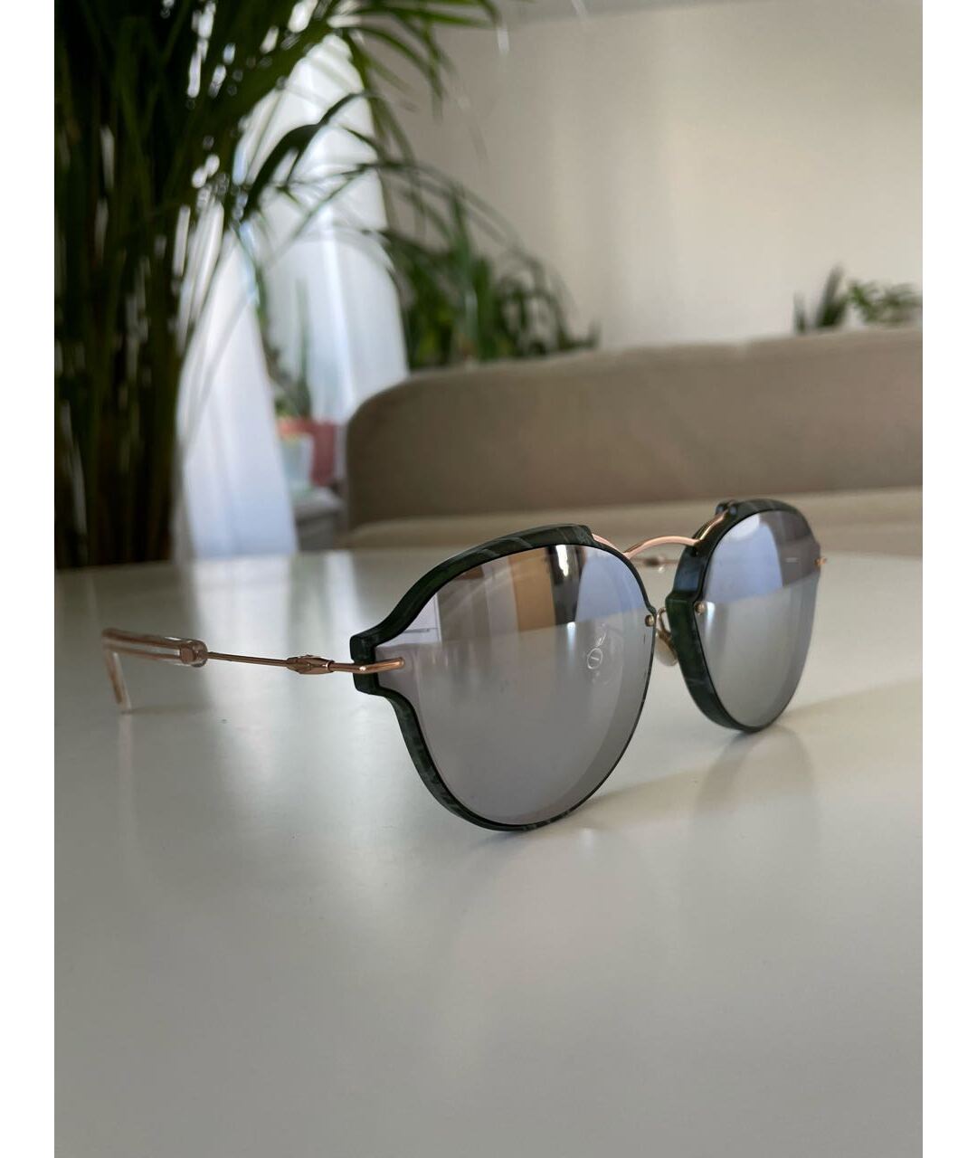 CHRISTIAN DIOR Серебряные пластиковые солнцезащитные очки, фото 2