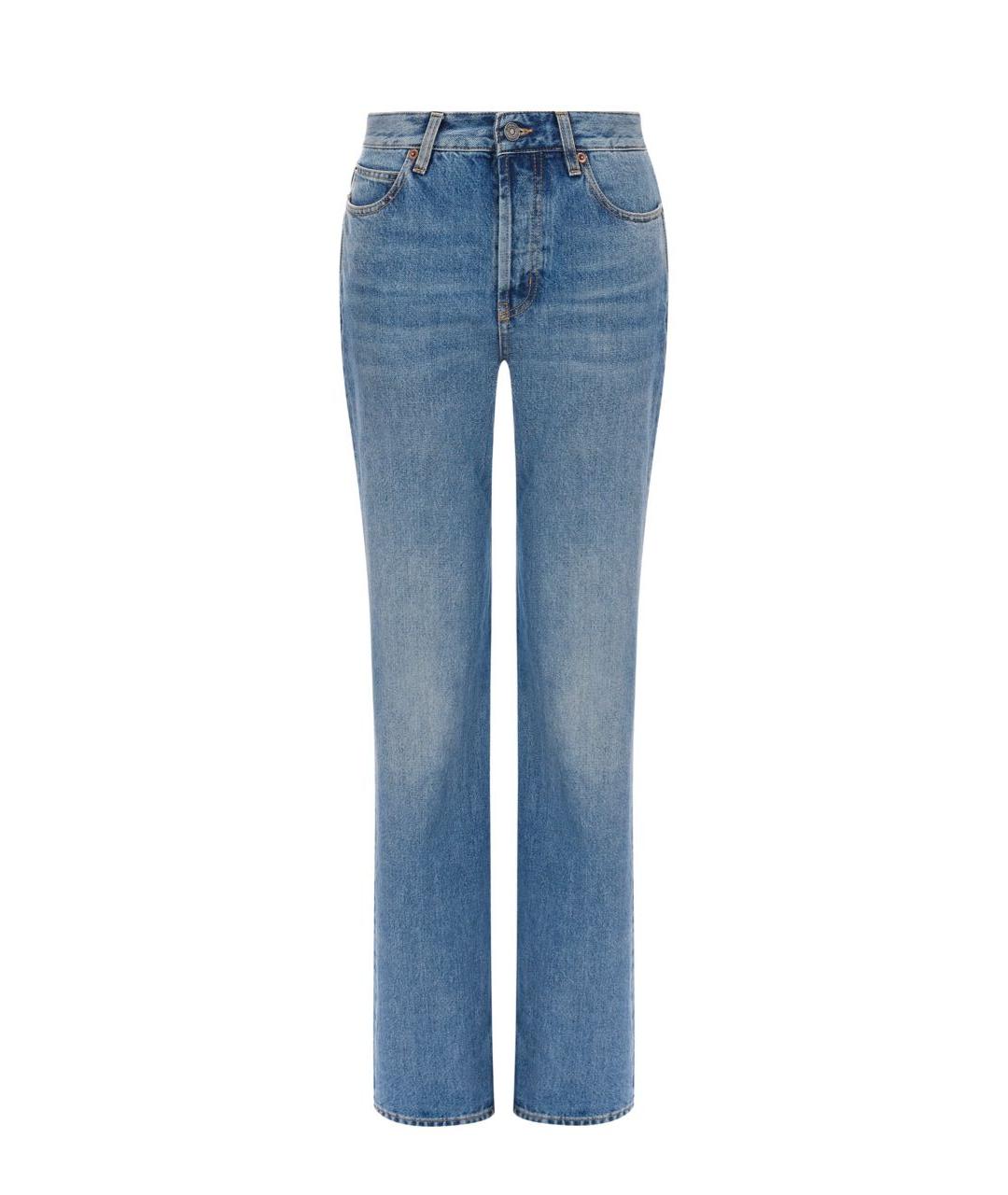 SAINT LAURENT Голубые хлопковые прямые джинсы, фото 1